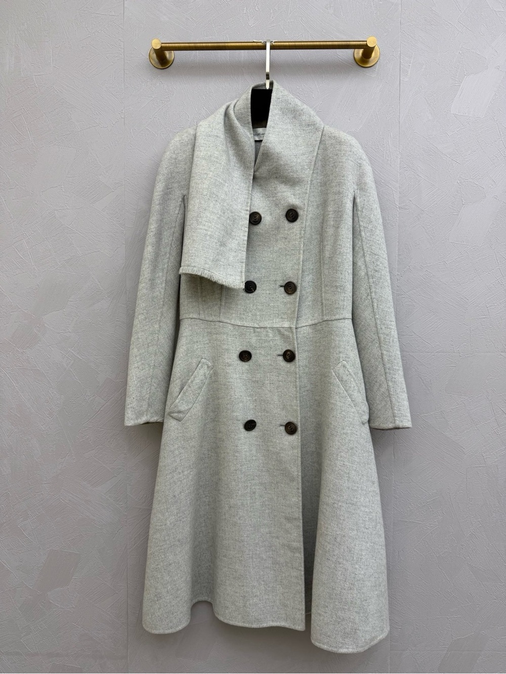 🚩steal Dior Light Gray Wool Coat with Label Detail